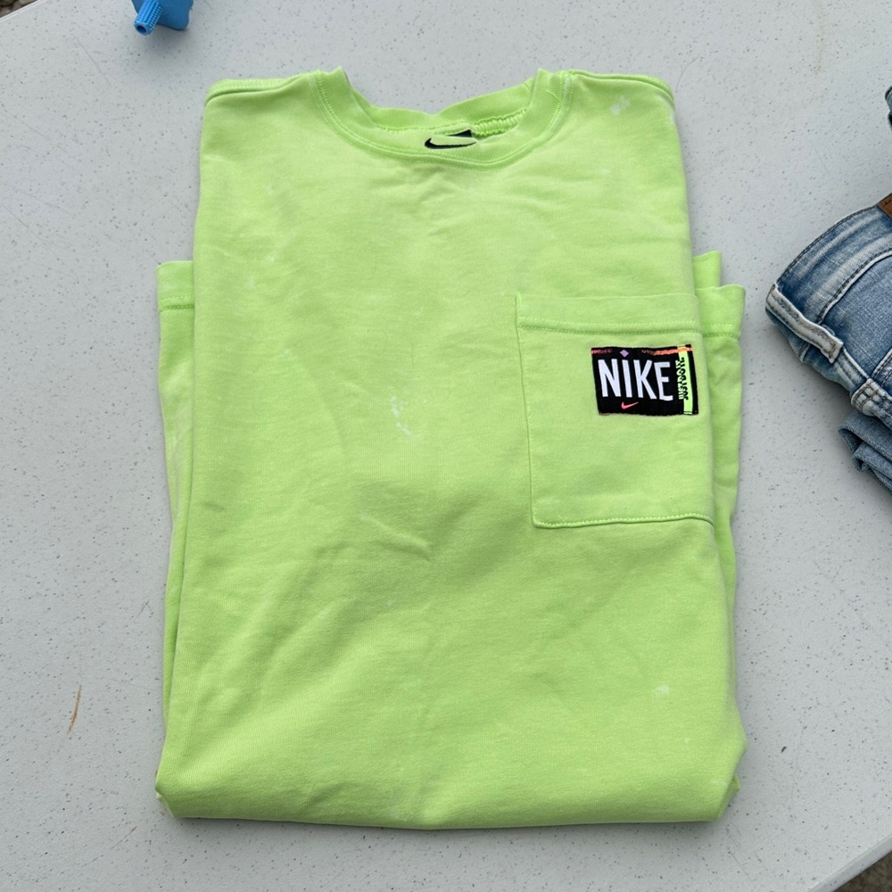 Nike Neon Green Tee with Logo Pocket